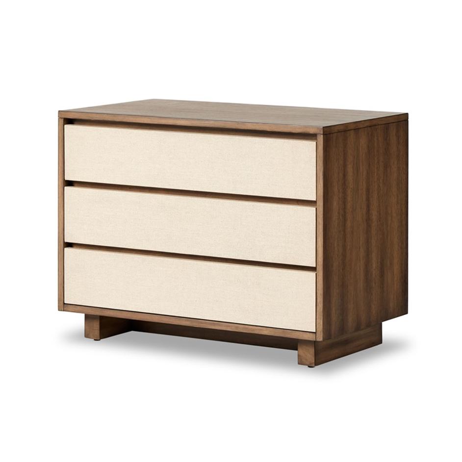 Grove Nightstand In Beige Painted Linen by FOUR HANDS