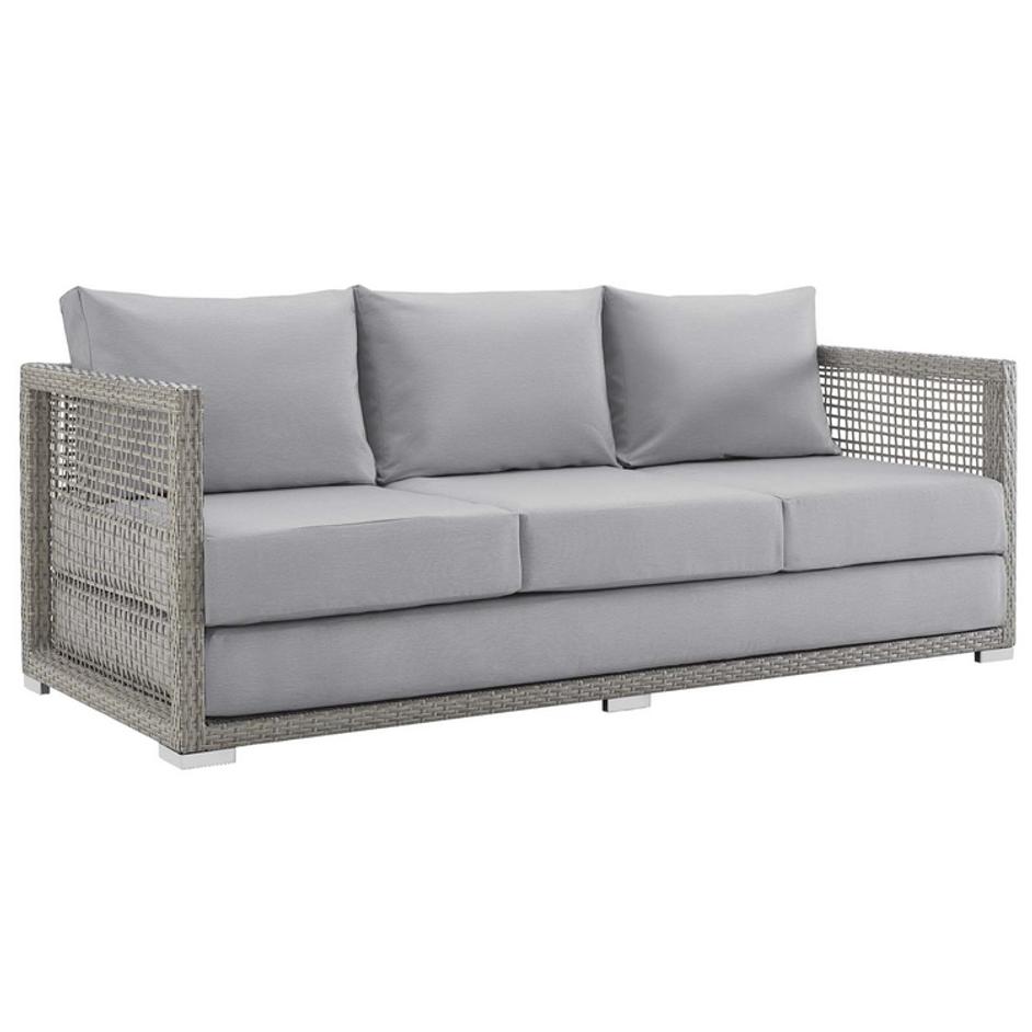Harman Outdoor Patio Wicker Rattan Sofa In Gray Gray by Modway Furniture