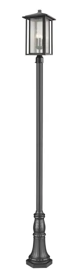 Aspen 3 Light Outdoor Post Mounted Fixture in Black Finish by Z-Lite