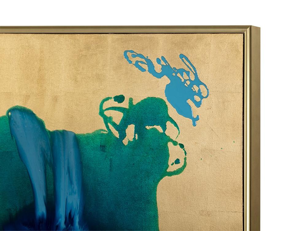 Ink Spill - 60" X 40" - Gold Floater Frame by Sunpan