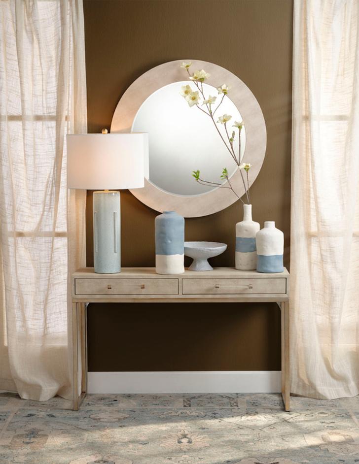 Finn Ceramic Table Lamp with Linen Shade by Jamie Young