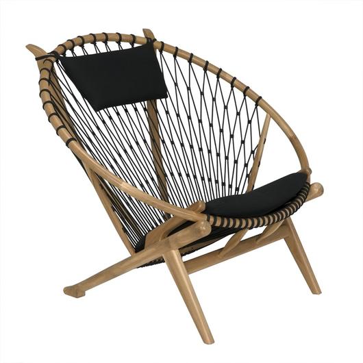 Mateo Bleached Teak Chair with Black Cotton Rope and Clear Coat Flat Finish by Noir Furniture