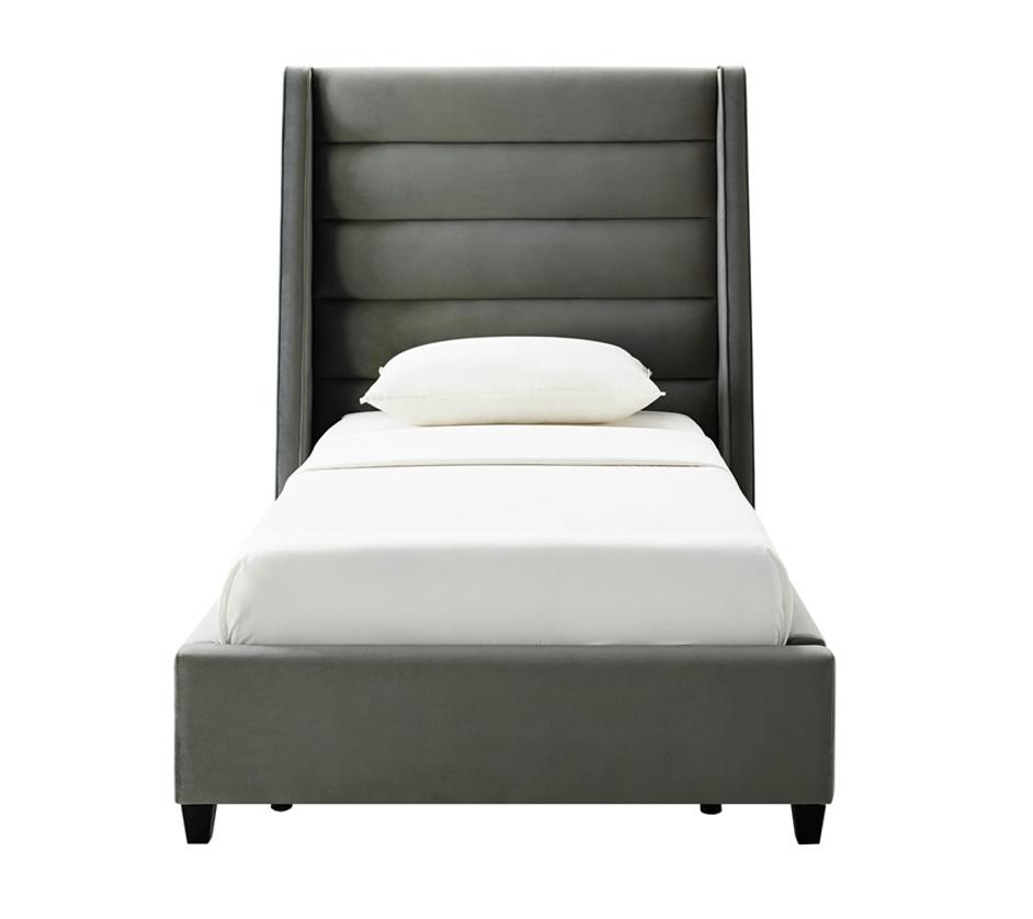 Koah Grey Velvet Bed in Twin by tov furniture