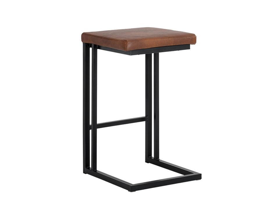 Boone Counter Stool - Black - Bravo Cognac by Sunpan