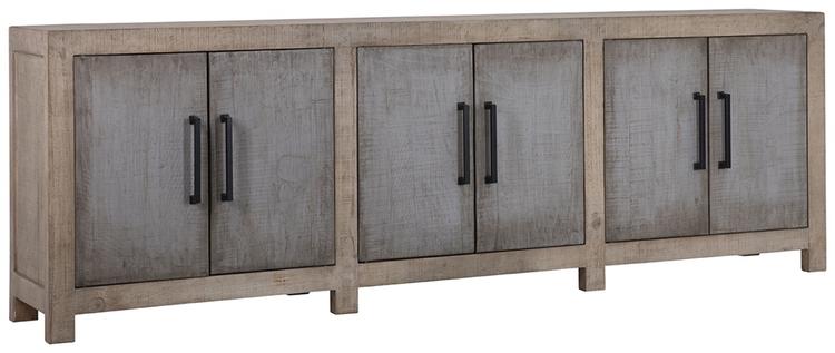MERWIN SIDEBOARD 6 DOORS in WHITE WASH AND WARM GREY WITH BRONZE HARDWARE by Dovetail