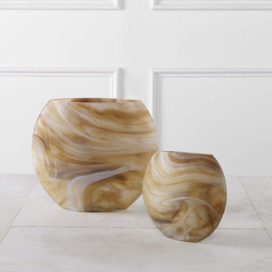 Fusion Swirled Caramel & Ivory Vases, Set/2 by Uttermost