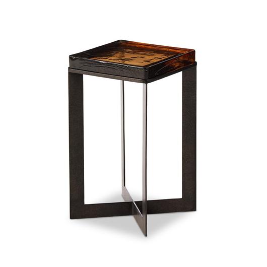 Lennie Cast Glass End Table in Amber by FOUR HANDS