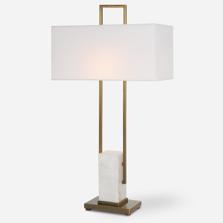 Column White Marble Table Lamp by Uttermost