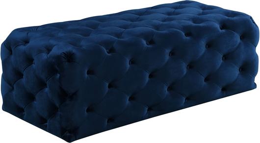 Debbie Ottoman/Bench In Navy Velvet by Meridian Furniture