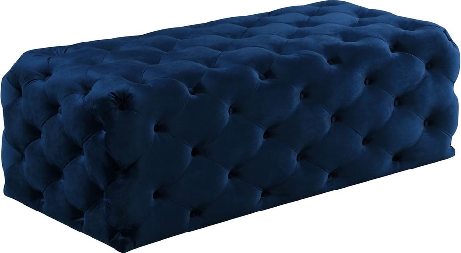 Debbie Ottoman/Bench In Navy Velvet by Meridian Furniture
