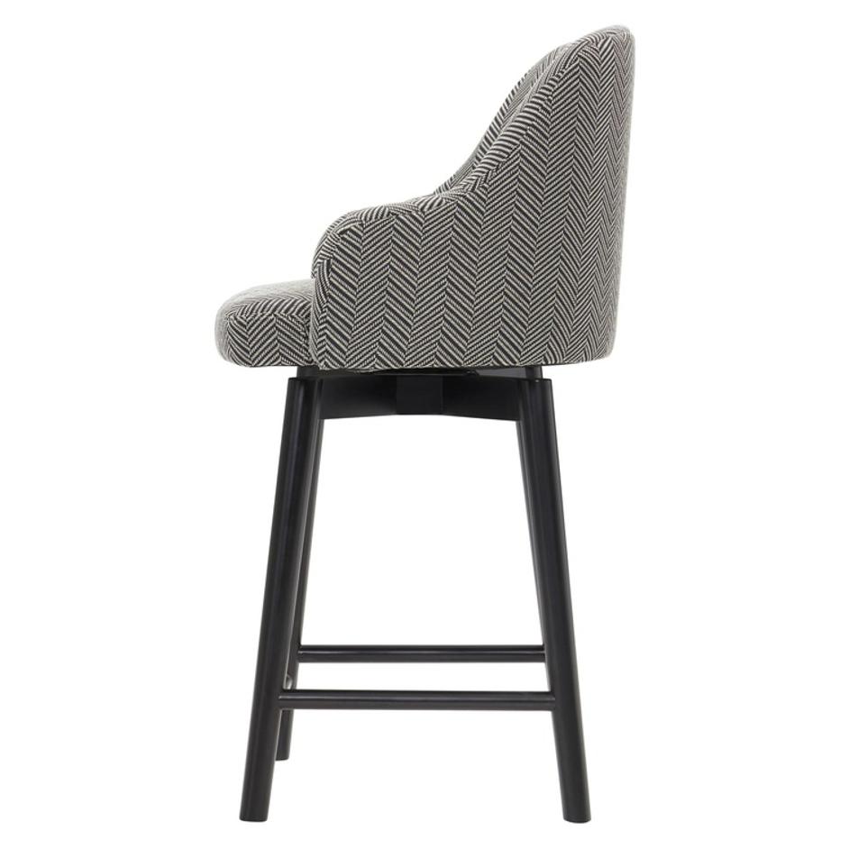 Terry Fabric Swivel Counter Stool, Black Herringbone by New Pacific Direct