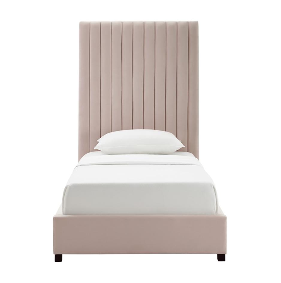 Arabelle Blush Velvet Bed in Twin by tov furniture