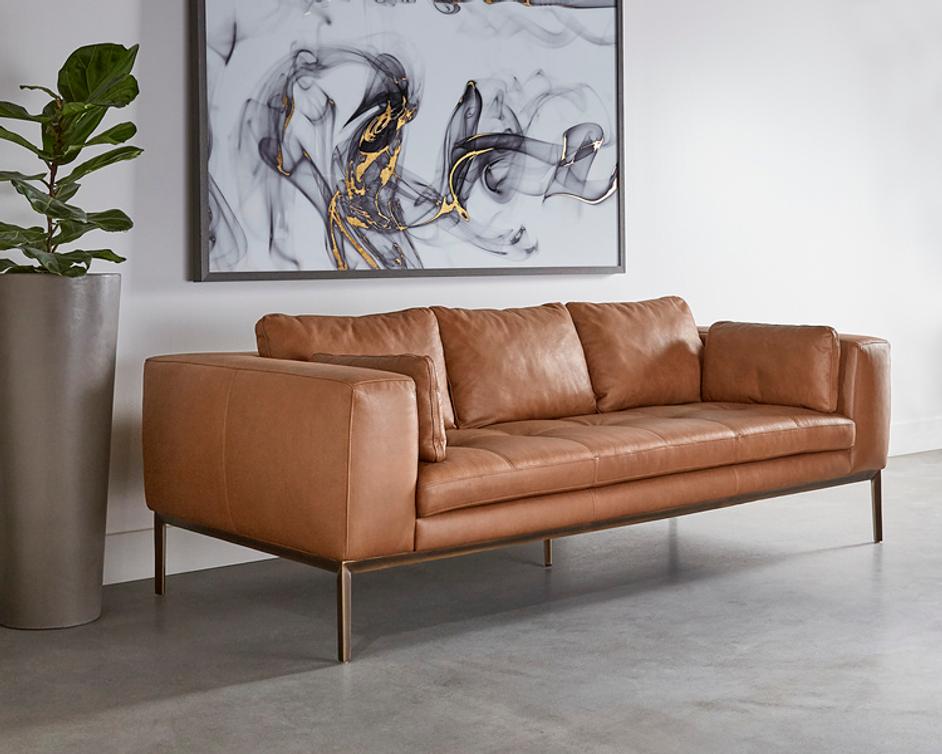 BURR SOFA - BEHIKE SADDLE LEATHER by Sunpan