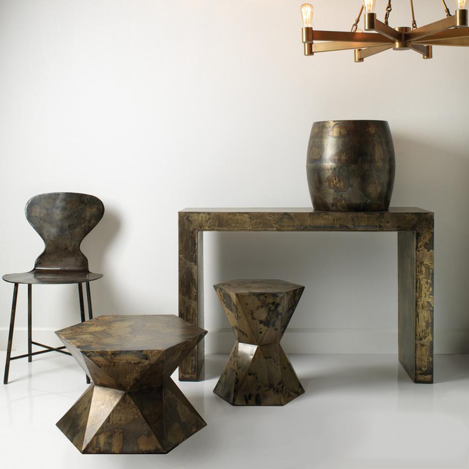 Realm Side Table, Acid Wash Metal by Jamie Young