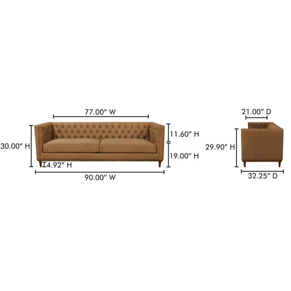 Fielder Sofa Tan Leather by Moes Home