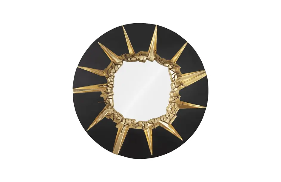 Circular Cracked Mirror, Black & Gold by PHILLIPS COLLECTION