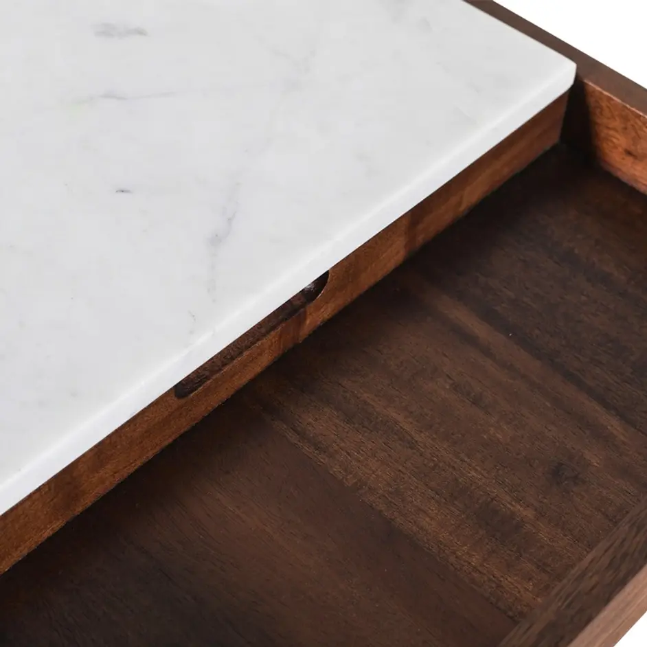 Serene 22" White Marble Side Table by Home Trends & Design