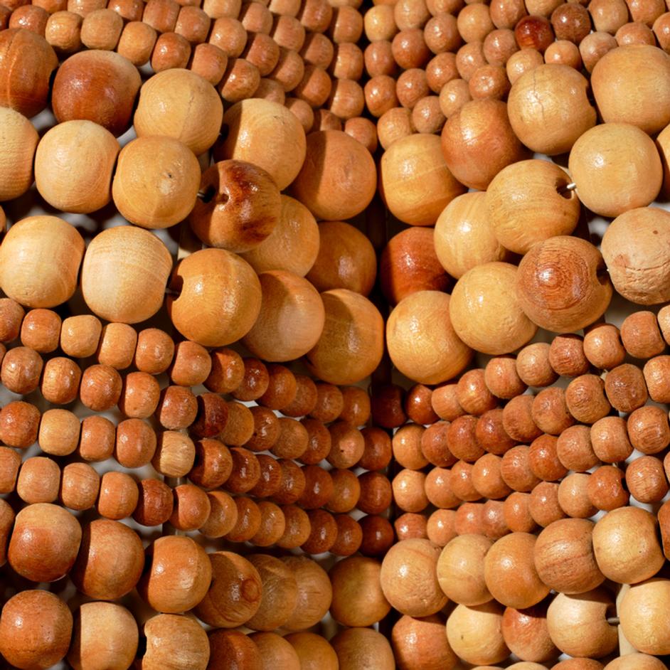 Clamshell Wood Beaded 4-Light Small Chandelier by Jamie Young