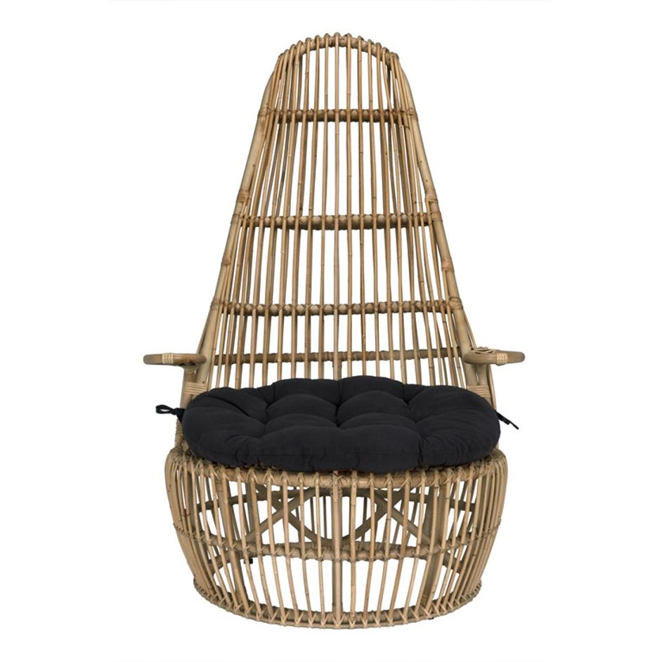 Clementine Rattan Chair with Black Cotton Cushion and Clear Coat Finish by Noir Furniture