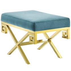 Bendel Velvet Performance Velvet Bench In Sea Blue by Modway Furniture
