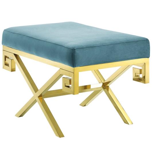 Bendel Velvet Performance Velvet Bench In Sea Blue by Modway Furniture