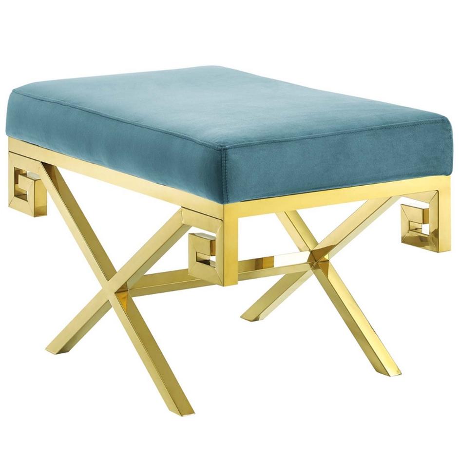 Bendel Velvet Performance Velvet Bench In Sea Blue by Modway Furniture