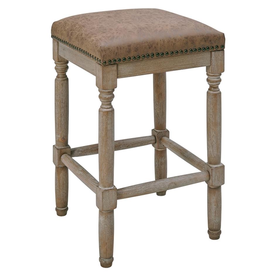 Ernie Counter Stool Drift wood Legs In Nubuck Chocolate by New Pacific Direct