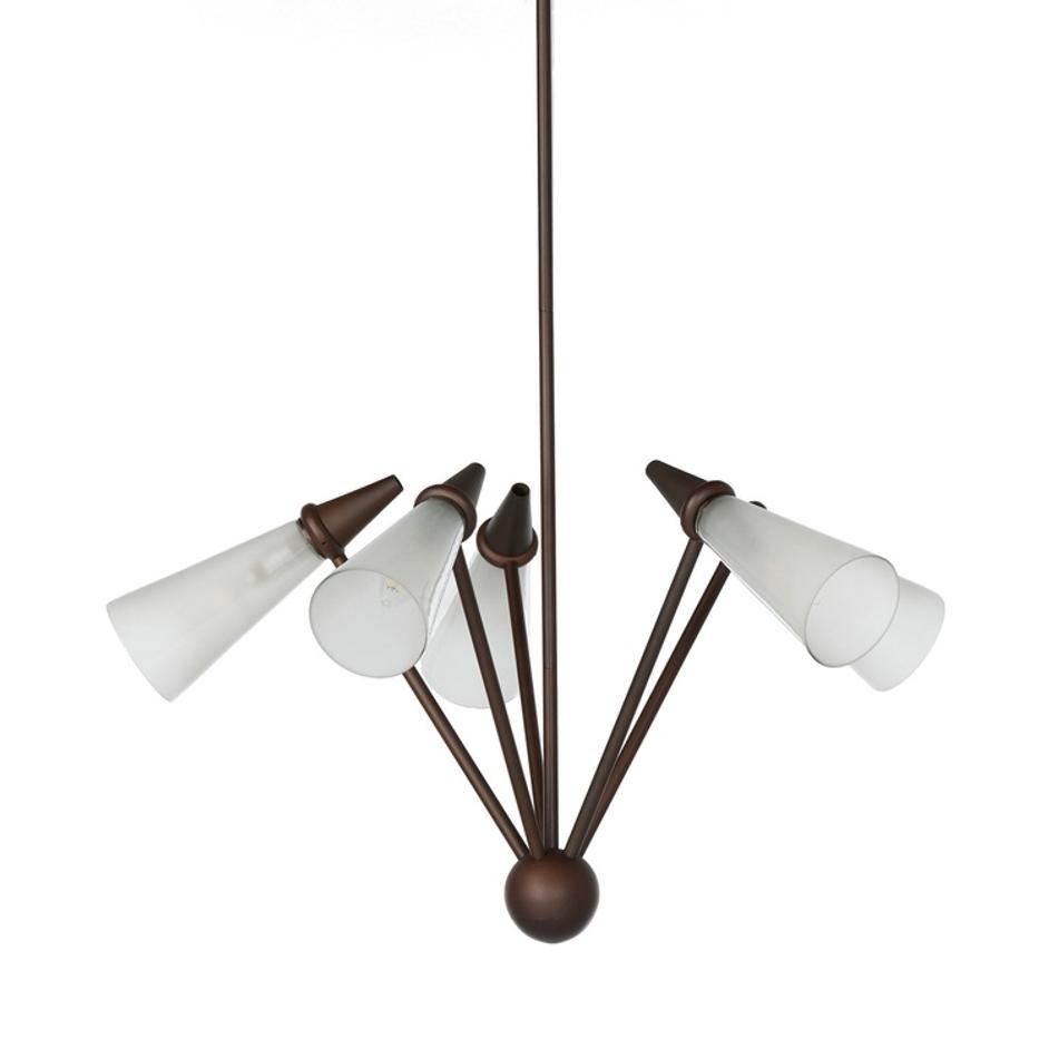 Ludwig Chandelier In Rust-Frosted Glass-Black Cord by Four Hands