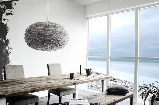 Eos XL Hardwired Pendant in Grey with White Cord by UMAGE