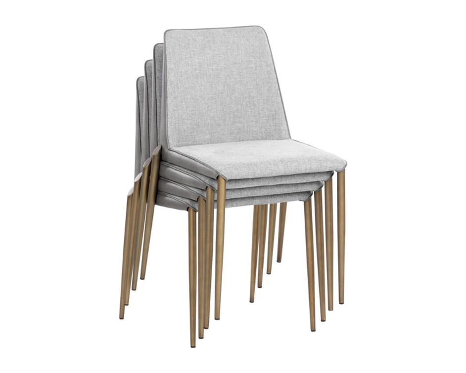 RENEE STACKABLE DINING CHAIR - ANTIQUE BRASS - BELFAST HEATHER GREY / BRAVO METAL by Sunpan