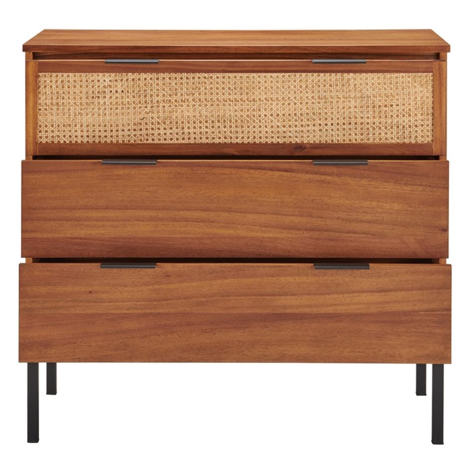 Caine Rattan Chest 3 Drawers In Brown by New Pacific Direct