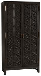 Maharadscha Small Hutch in Pale Mahogany with Matte Black Industrial Steel Base and Brass Pulls by Noir Furniture