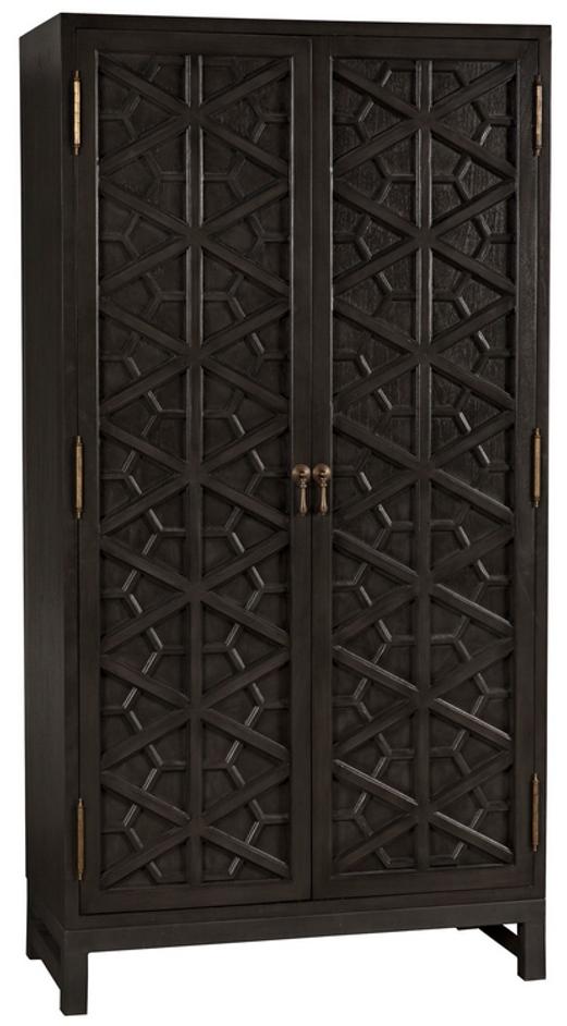Maharadscha Small Hutch in Pale Mahogany with Matte Black Industrial Steel Base and Brass Pulls by Noir Furniture