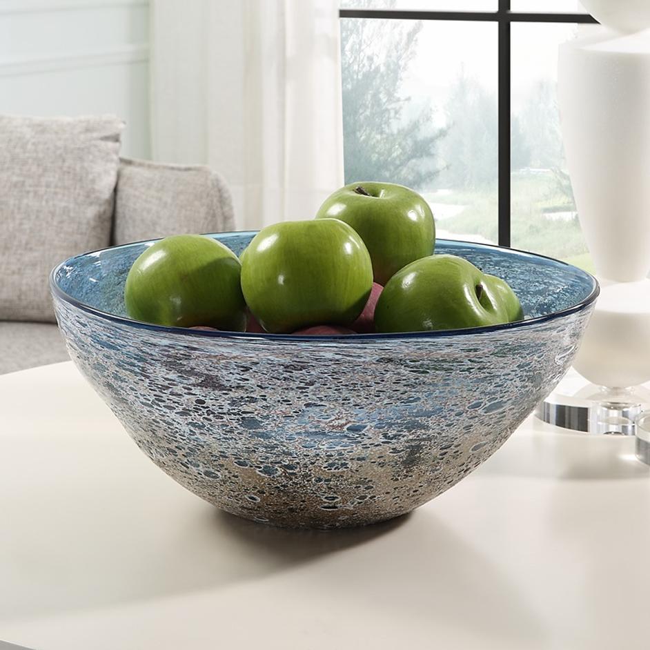 Genovesa Aqua Glass Bowl by Uttermost