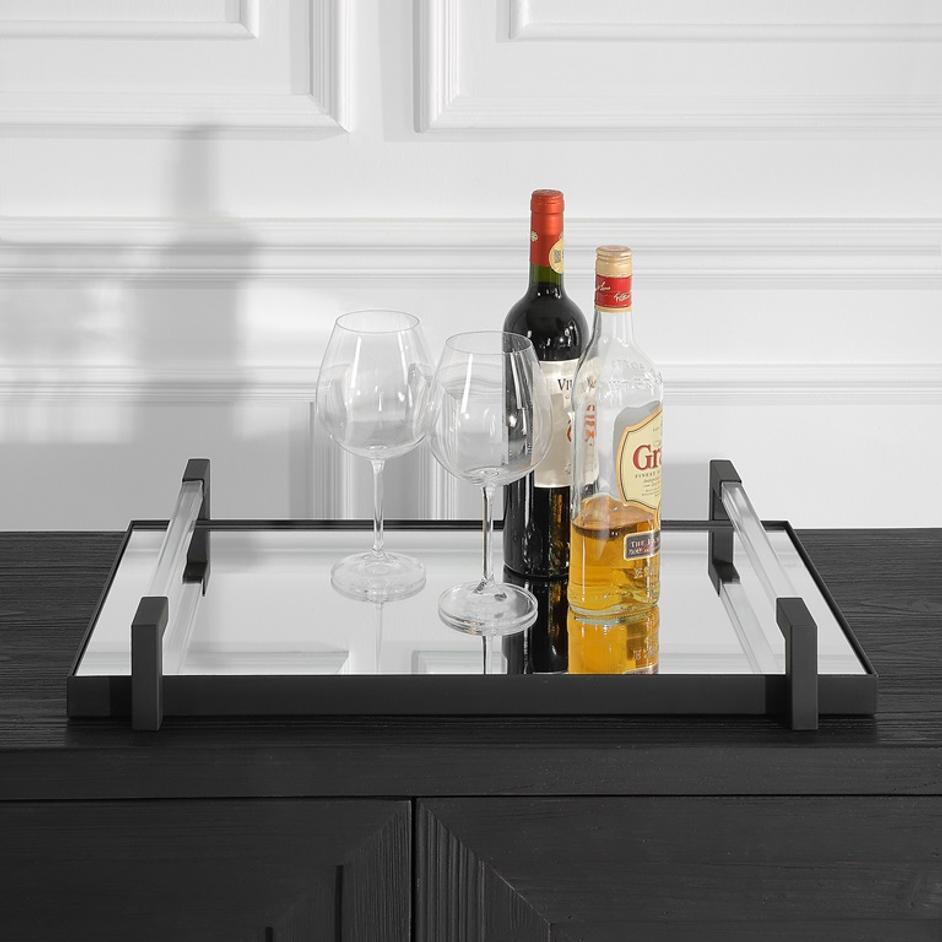 Deki Black Mirrored Tray by Uttermost
