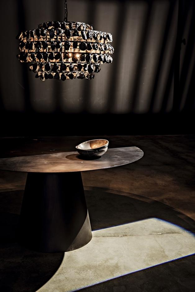 Vesuvius Dining Table, Black Steel by Noir Furniture