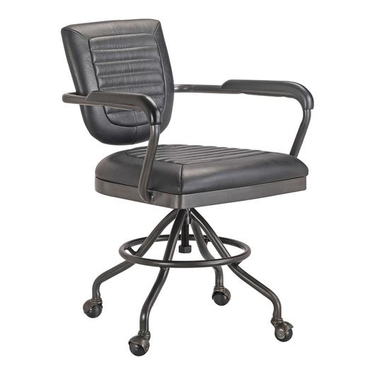 FOSTER SWIVEL DESK CHAIR ONYX BLACK LEATHER by Moes Home