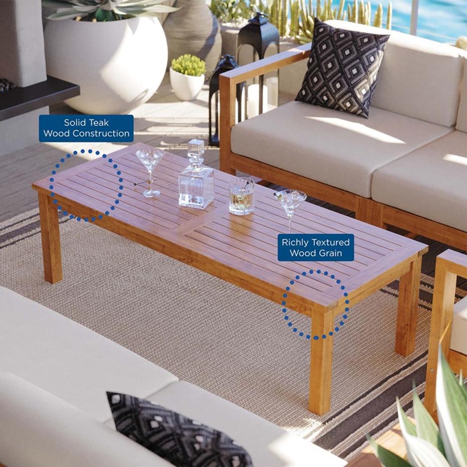 Sunbury Outdoor Patio Teak Wood Coffee Table In Natural by Modway Furniture