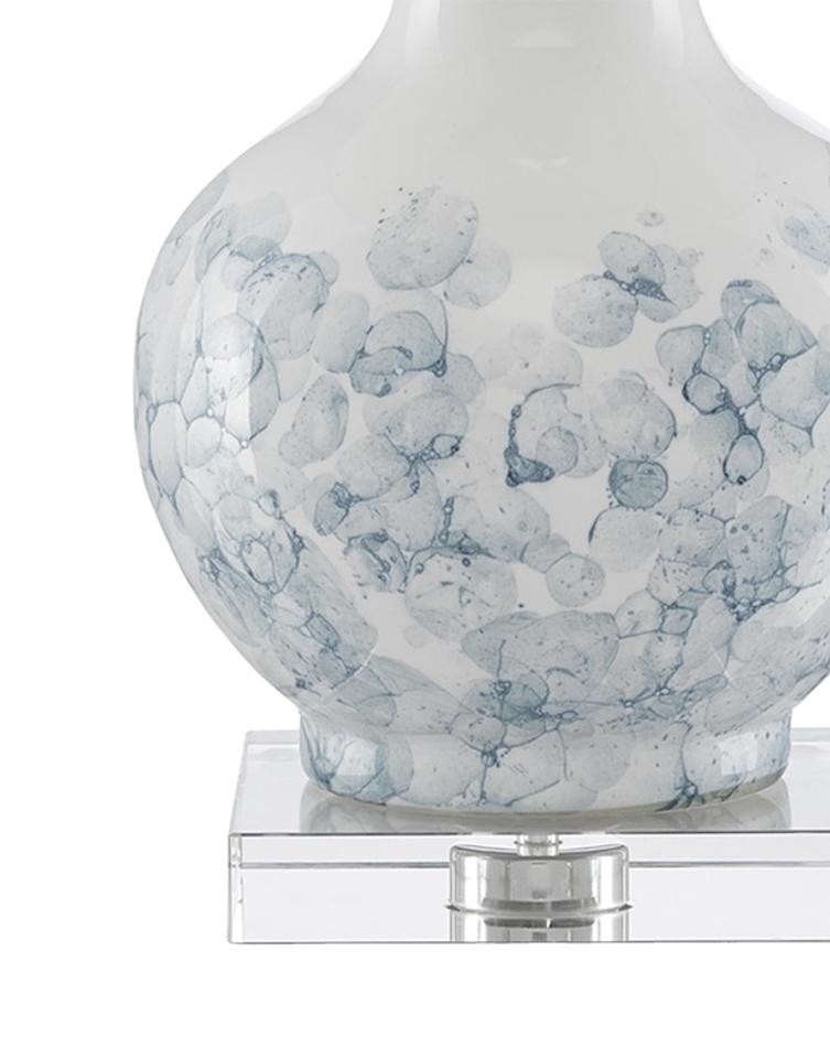 Myrtle Table Lamp In White & Blue & Clear & Polished Nickel by Currey & Company