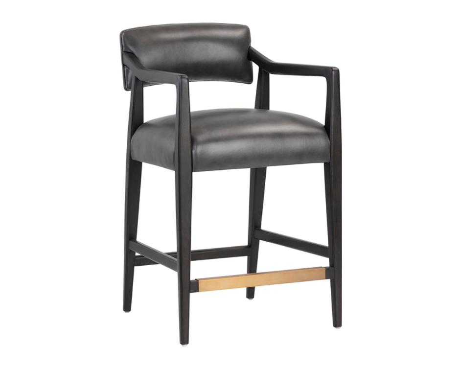KEAGAN COUNTER STOOL - BRENTWOOD CHARCOAL LEATHER by Sunpan