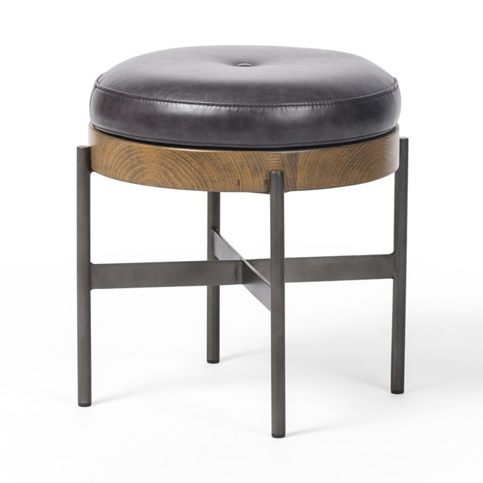 Edwyn Small Ottoman In Sonoma Black by FOUR HANDS