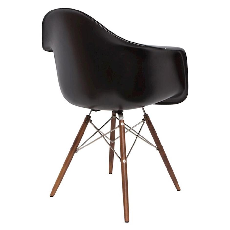 Lorena Fiberglass Arm Chair - Black Matt/Walnut/SS by Aeon Furniture