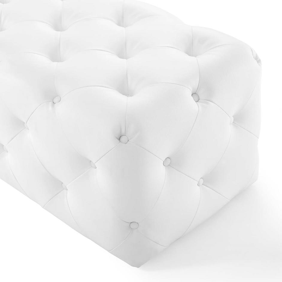 Carole 48" Tufted Button Entryway Faux Leather Bench In White by Modway Furniture