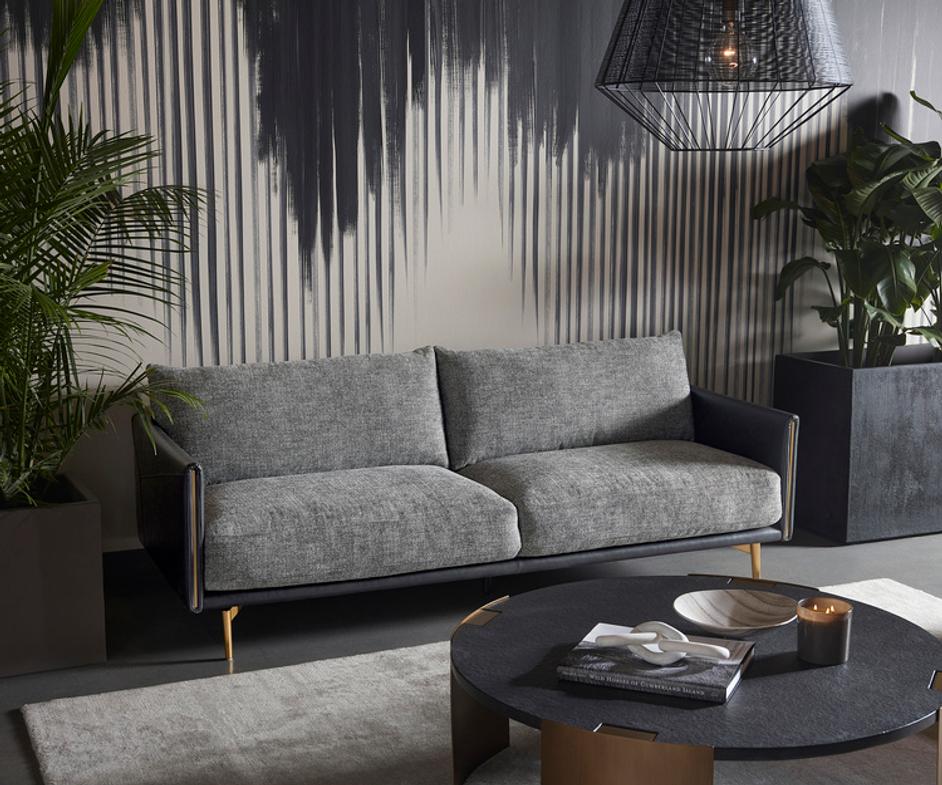 ASHI SOFA - NASH ZEBRA / COAL BLACK by Sunpan