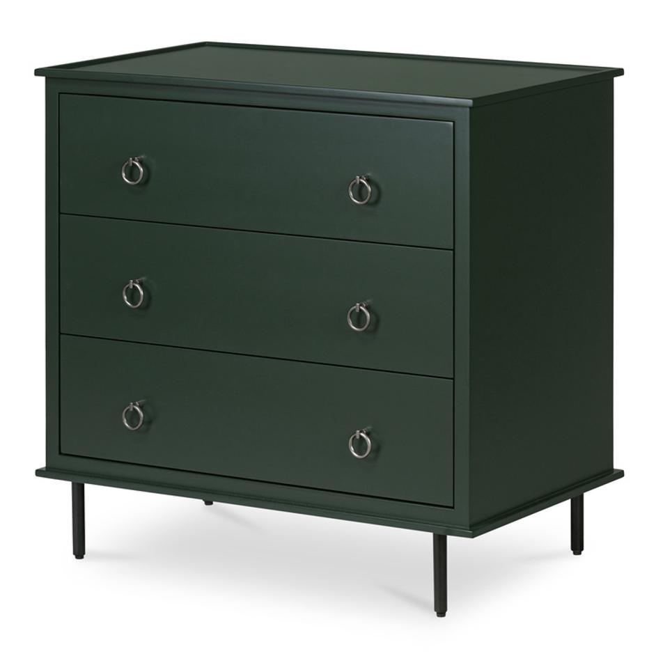 Reagan 3 Drawer Nightstand Deep Green by Moes Home