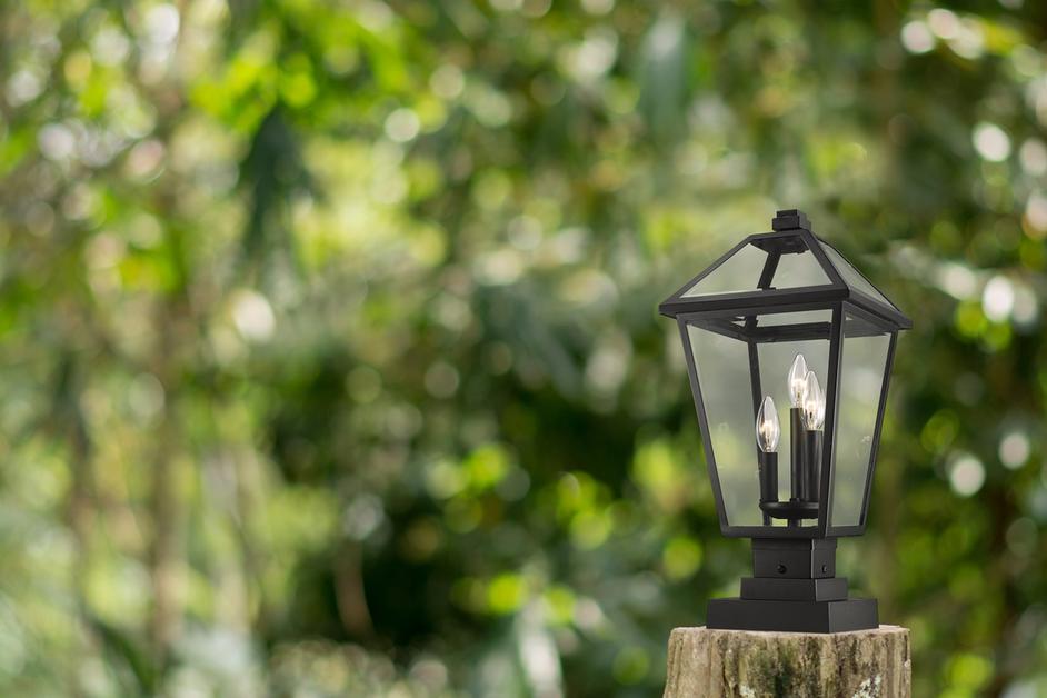 Talbot 3 Light Outdoor Pier Mounted Fixture in Black Finish by Z-Lite