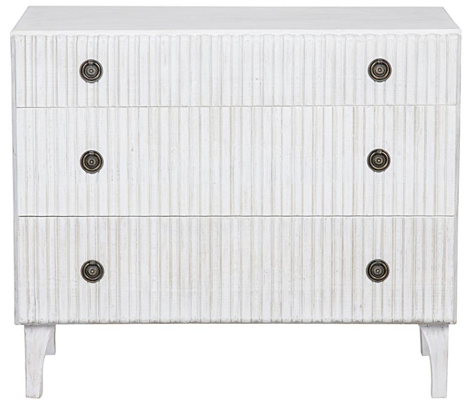 Daryl Mahogany and Veneer Dresser with Brass Pulls in White Wash Finish by Noir Furniture