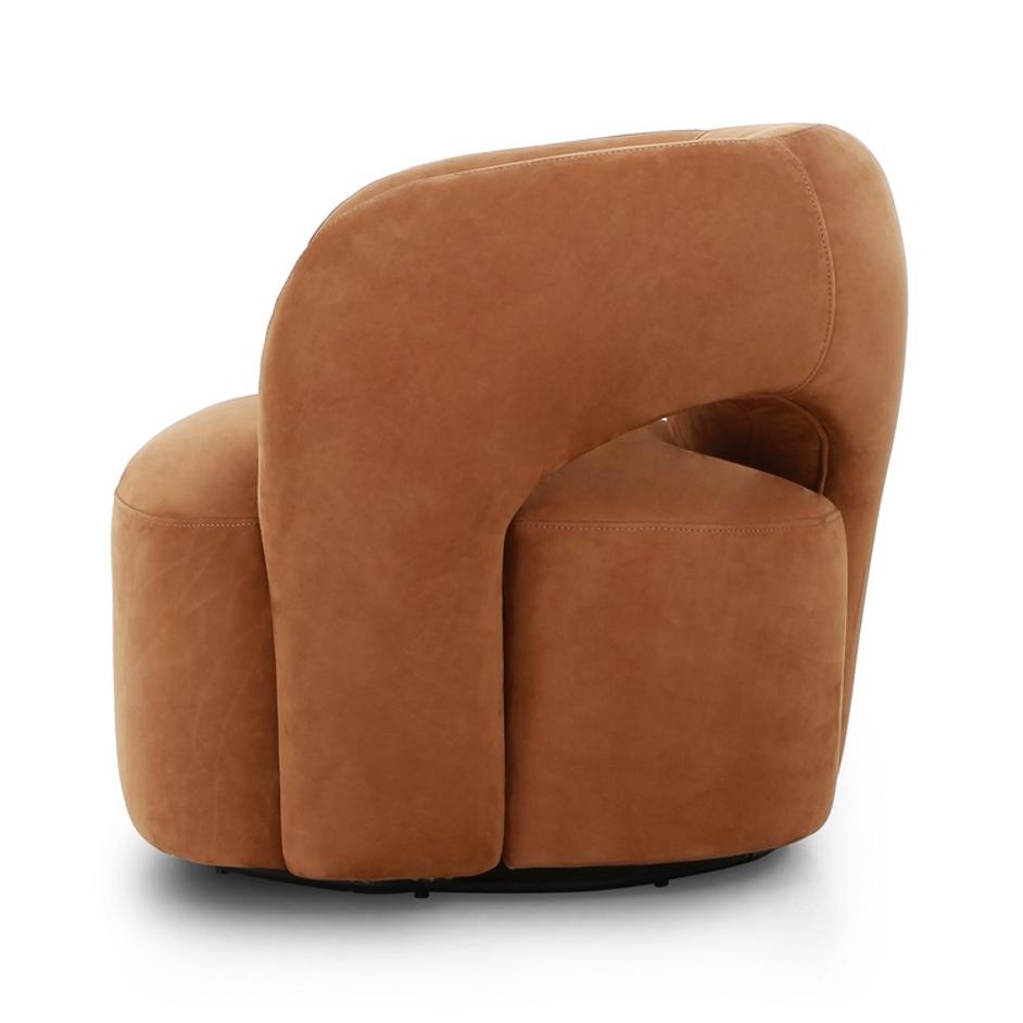 Mazie Swivel Chair - Nubuck Cognac by Four Hands