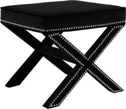 Alan Ottoman/Bench In Black Velvet by Meridian Furniture