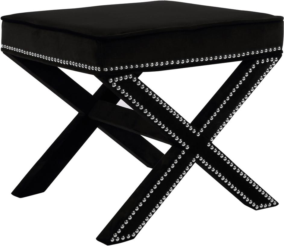 Alan Ottoman/Bench In Black Velvet by Meridian Furniture